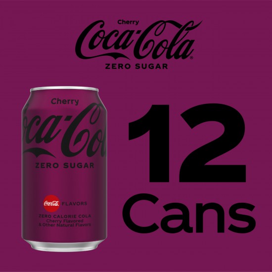 Coca-Cola Zero Sugar Cherry Soda Pop, 12 fl oz, 12 Pack Cans