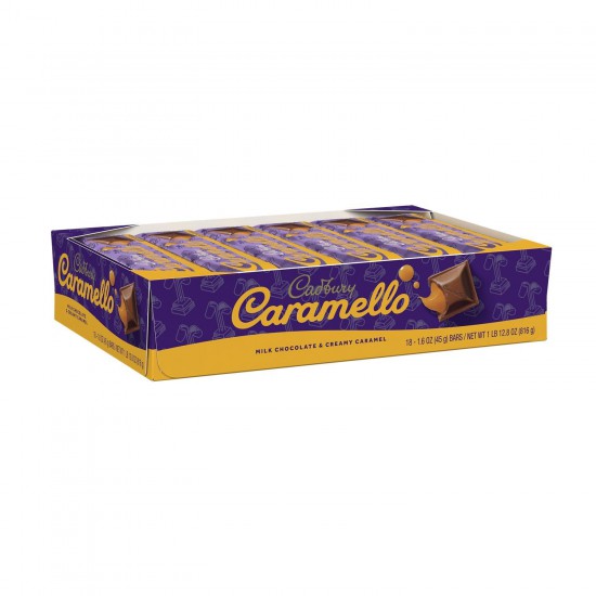 CADBURY, CARAMELLO Milk Chocolate and Creamy Caramel Candy, 1.6 oz, Bars (18 Count)