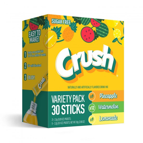 CRUSH PwdMix Variety (Lemonade/Watermelon/Pineapple) 30ct