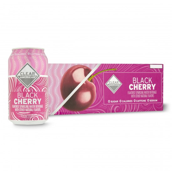Clear American Black Cherry Sparkling Water, 12 Fl Oz, 12 Pack Cans