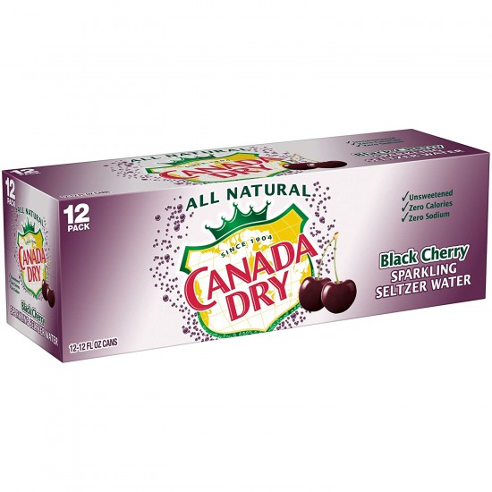 Canada Dry Black Cherry Sparkling Seltzer Water 8-12 fl oz cans