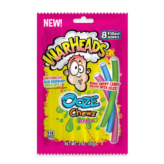 Warheads Ooze Chewz Ropes Peg Bag 85g (Case of 12)