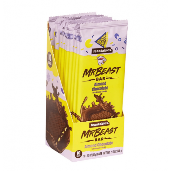 Mr. Beast Feastables Almond Chocolate Bar 60g - Box of 10