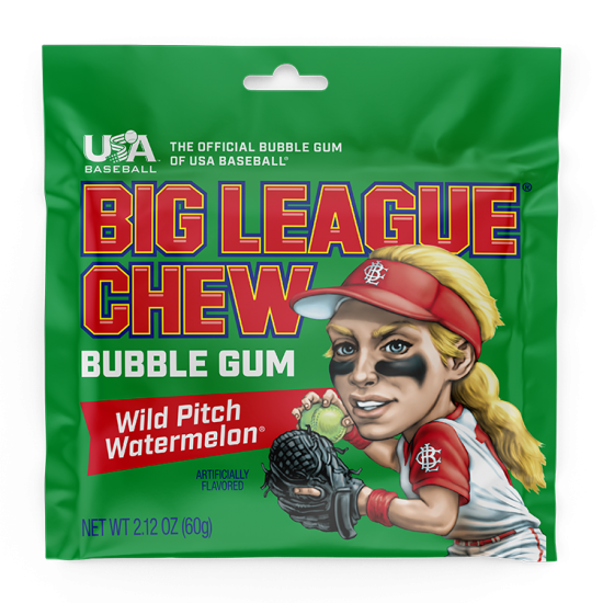 Big League Chew Bubble Gum WILD PITCH WATERMELON, 60 g - 12 ct