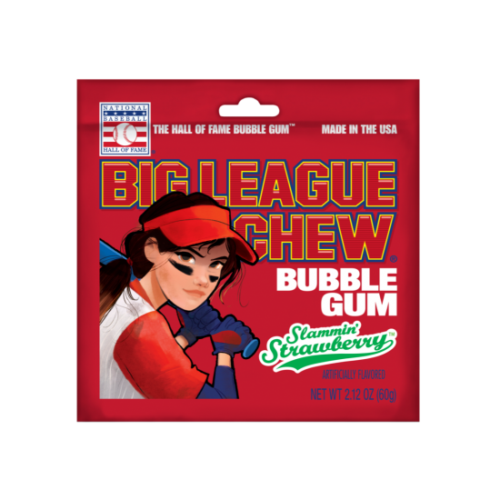 Big League Chew Bubble Gum Slammin' Strawberry-  60 g (Case of 12)