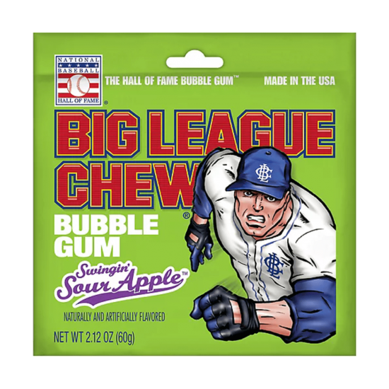 Big League Chew Bubble Gum Swingin Sour Apple - 60 g (Case of 12)