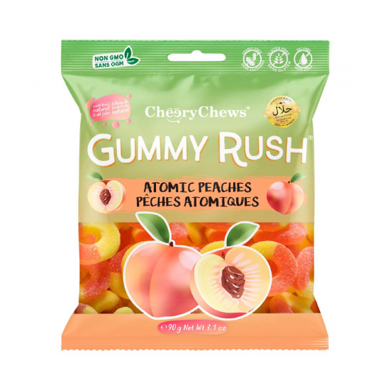 Gummy Rush Atomic Peaches- 90 g (Case of 12)