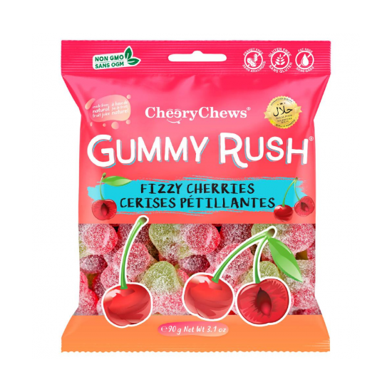 Gummy Rush Fizzy Cherries- 90g  (Case of 12)