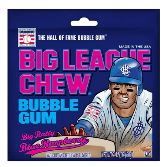 Big League Chew Bubble Gum Big Rally Blue Raspberry- 60 g (Case of 12)