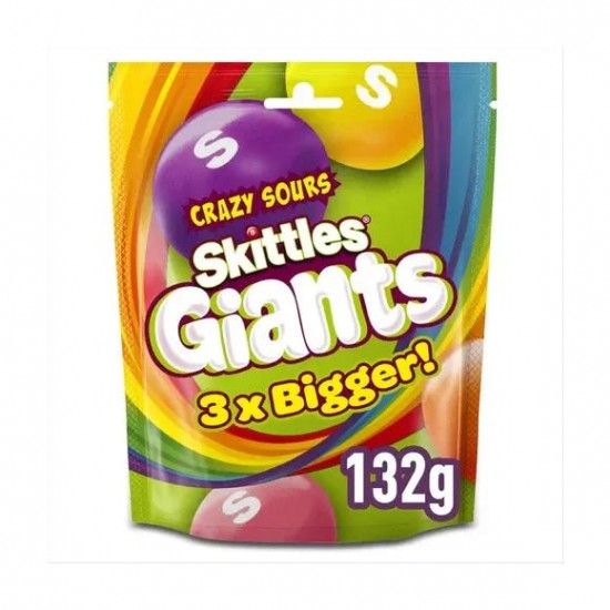 Skittles Giant Sours 132G - Case Of 15 (UK Imported)