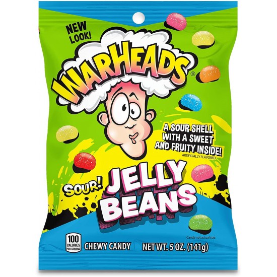   Warheads Sour Jelly Beans Peg Bag 142g - Case of 12