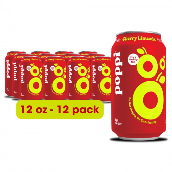 Poppi Prebiotic Soda, Cherry Limeade, 12 Pack, 12 oz