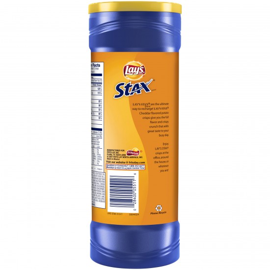 Lay's Stax Cheddar Flavored Potato Chips, 5.5 oz Canister