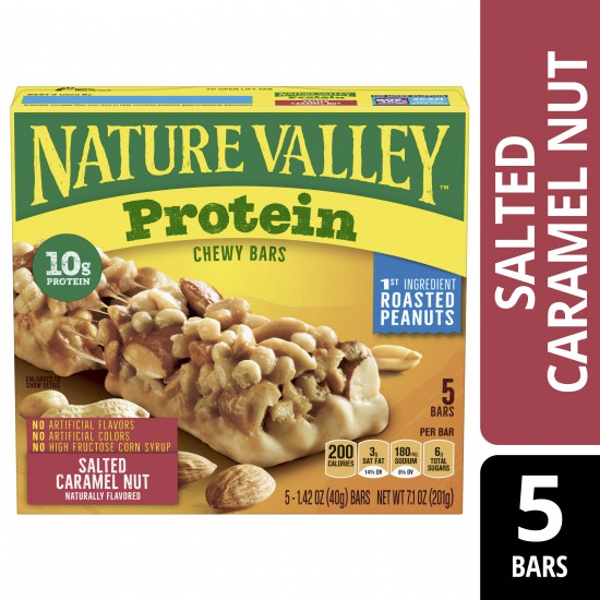 Nature Valley Chewy Protein Granola Bars, Salted Caramel Nut, 7.1 oz, 5 ct
