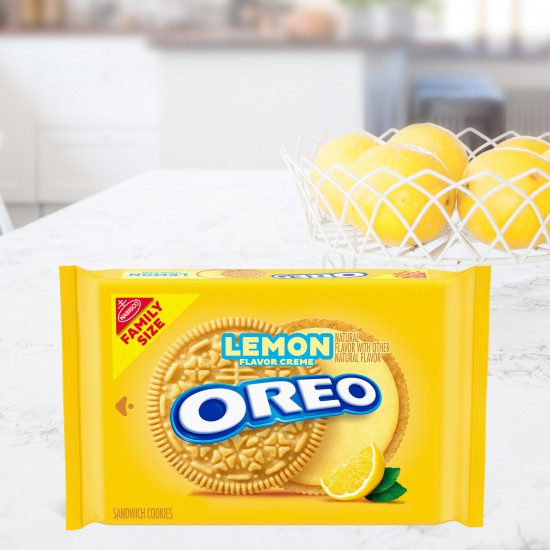 OREO Lemon Creme Sandwich Cookies, Family Size, 18.71 oz