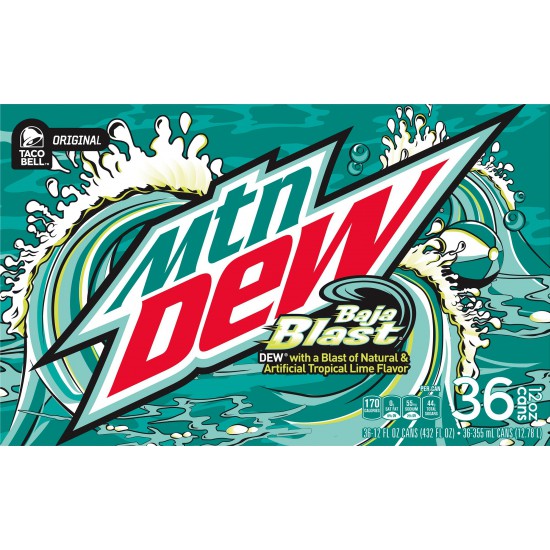 Mountain Dew Baja Blast, 12 Fluid Ounce (Pack of 36)