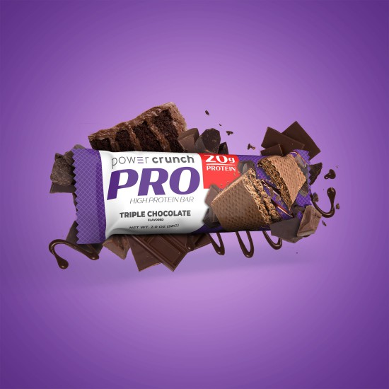 Power Crunch PRO Triple Chocolate High Protein Bar, 20g Protein, 2 oz, 4 Ct