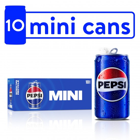 Pepsi Soda Pop, 7.5 fl oz, 10 Pack Cans