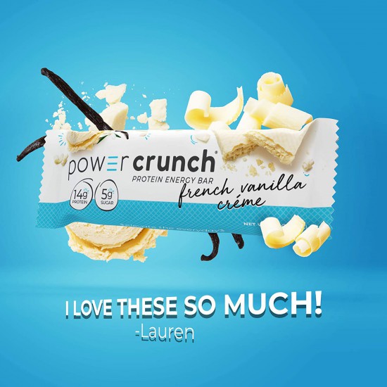 Power Crunch Whey Protein Bars, High Protein Snacks with Delicious Taste, French Vanilla Creme, 1.4 Ounce