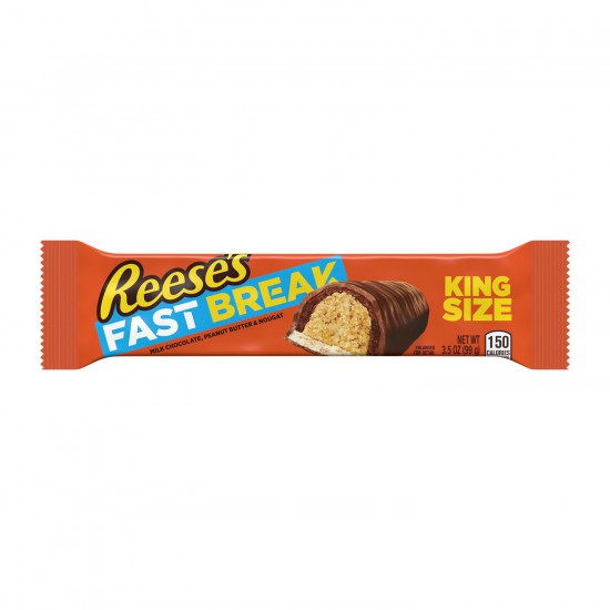 REESE'S, FAST BREAK Milk Chocolate covered Peanut Butter and Nougat Candy, Bulk Candy, 1.8 oz, Bar (18 ct)