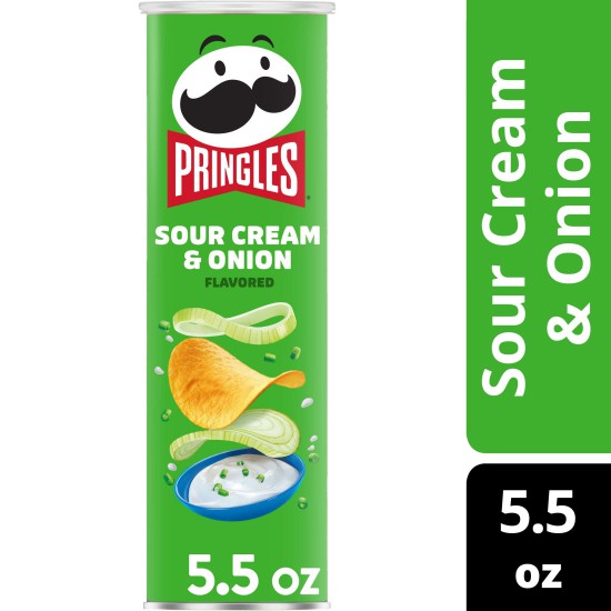 Pringles Sour Cream and Onion Potato Crisps Chips, 5.5 oz