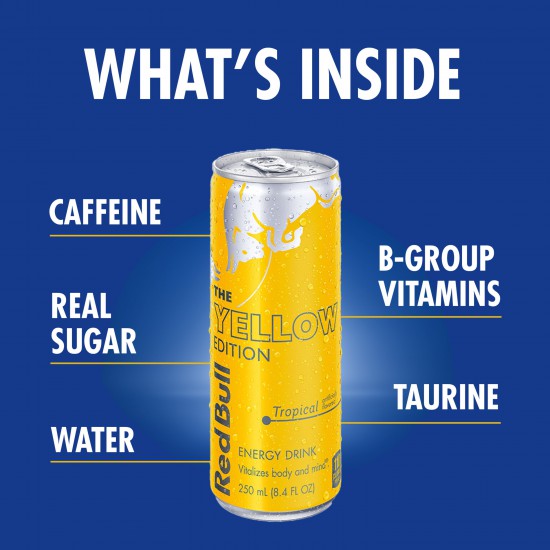 Red Bull Yellow Edition Tropical Energy Drink, 8.4 fl oz, 6 Packs of 4 Cans