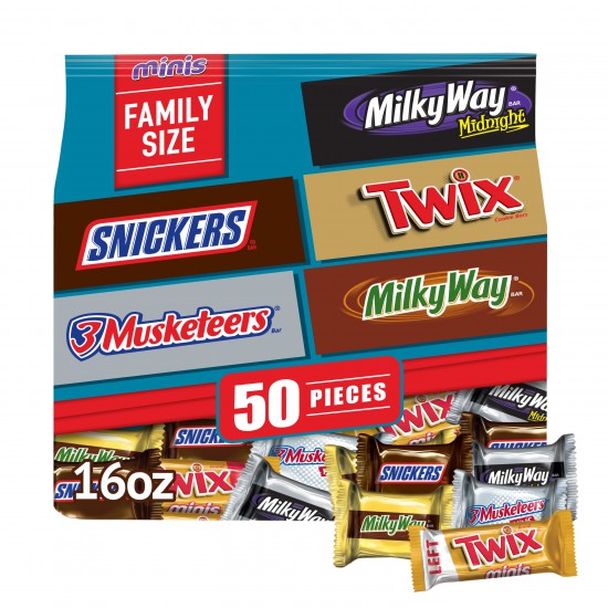 Snickers, Twix, Milky Way & More Assorted Milk Chocolate Candy Bar - 50 Ct