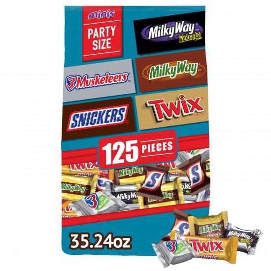 Snickers, Twix, Milky Way & 3 Musketeers Chocolate Halloween Candy - 125 Ct