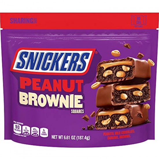 Snickers Peanut Brownie Squares Fun Size Chocolate Candy Bars, 6.61 Oz Sharing Size Bag