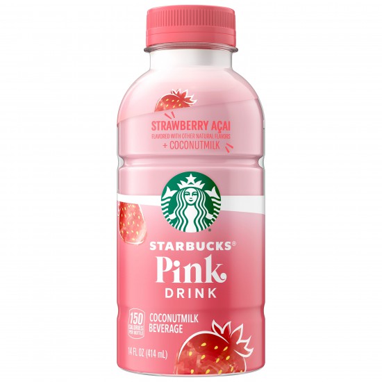 Starbucks Pink Drink, Strawberry Acai with Coconut Milk Beverage, 14 fl oz Bottles, 12 Pack, Ready To Drink