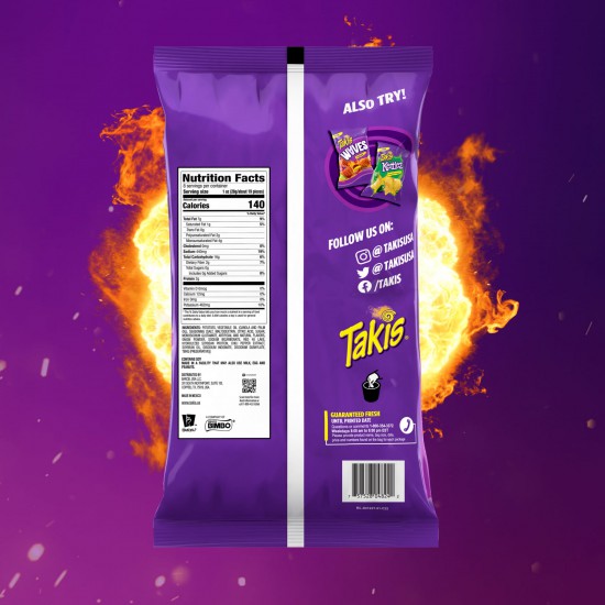 Takis Chippz Fuego Traditional Potato Chips, Hot Chili Pepper and Lime Artificially Flavored Chips, 8 Ounce (227 Gram) Bag