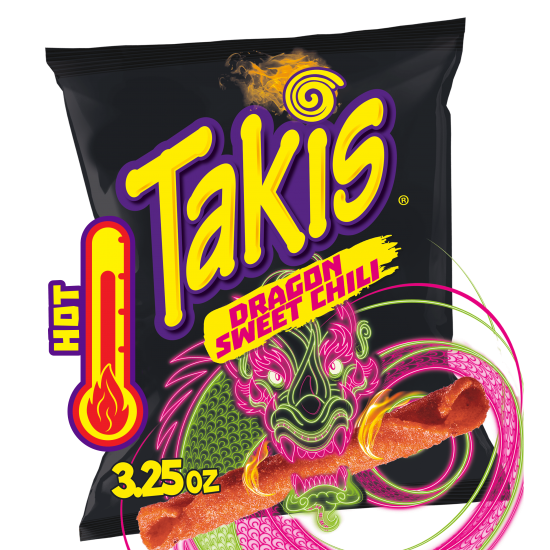 Takis Dragon Sweet Chili Rolled Tortilla Chips, Spicy Sweet Chili Artificially Flavored, 3.25 oz